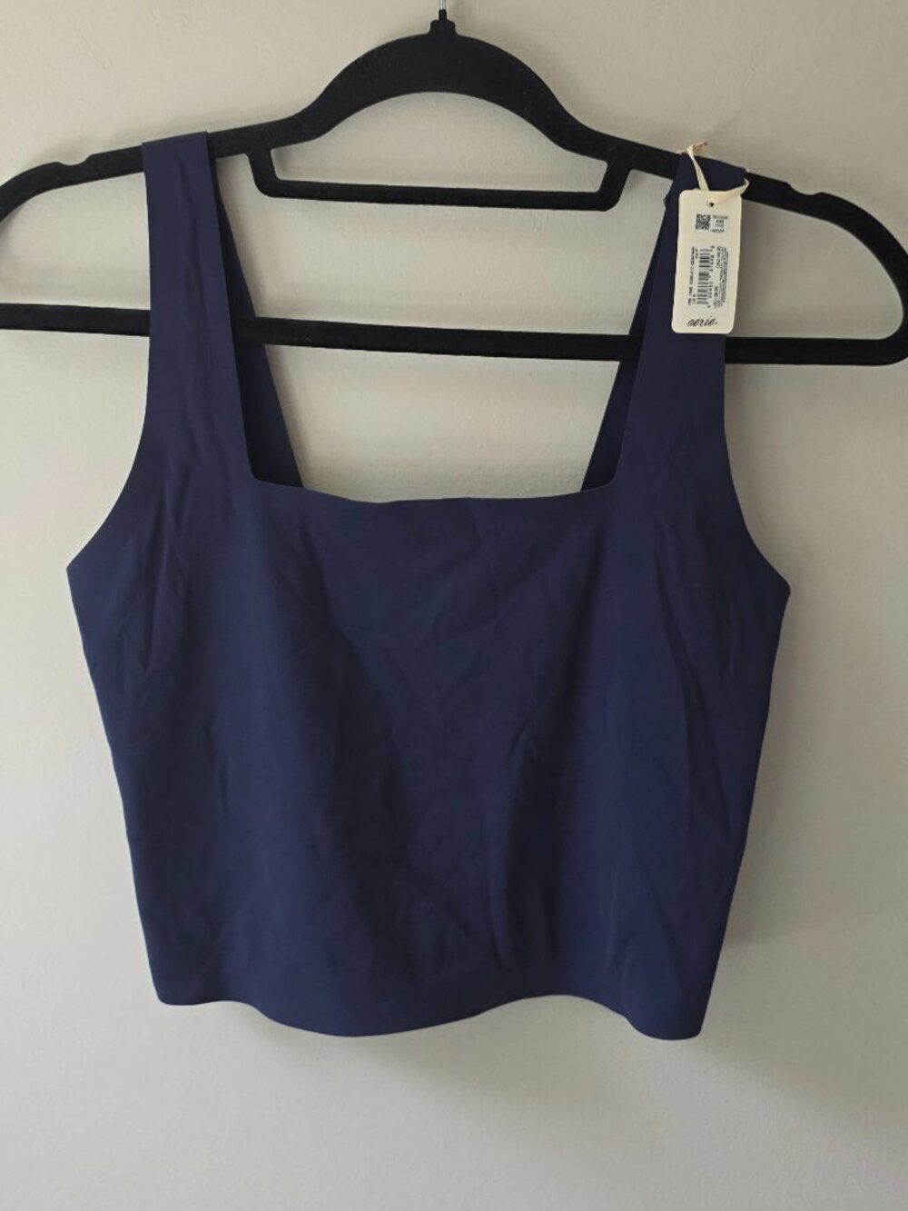 Smoothez by Aerie Navy Blue Square Neck Cropped Tank Top Cami NWT Size S